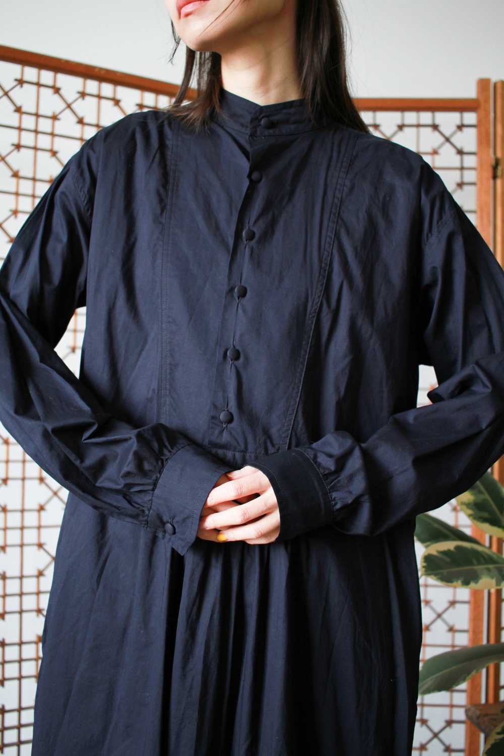 1990s Black Eskandar Brushed Cotton Dress - image 8