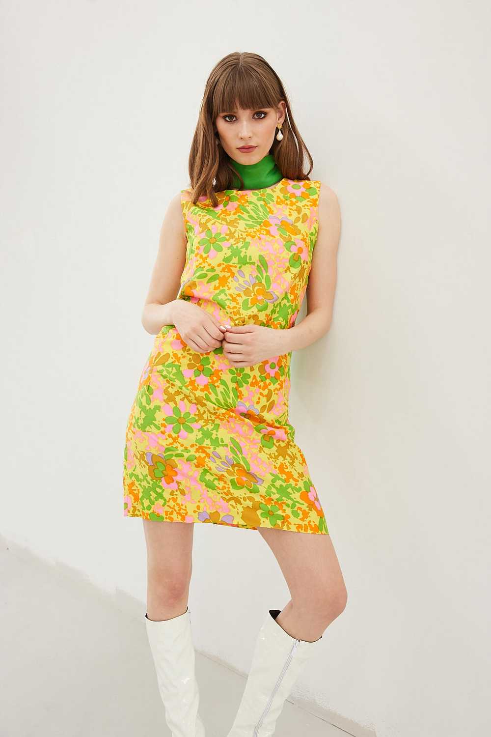 Sixties floral cotton dress - image 1