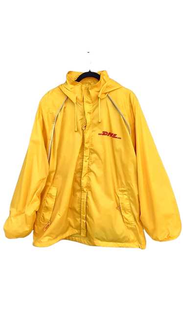 DHL Mens Yellow Employee Windbreaker Hooded Rainco