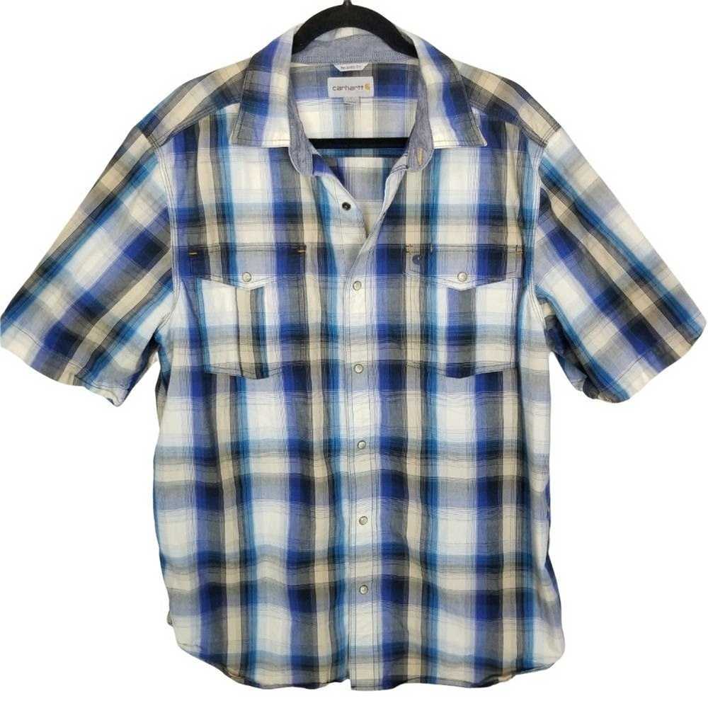 Carhartt Carhartt Mens L Blue Plaid Bozeman Butto… - image 2