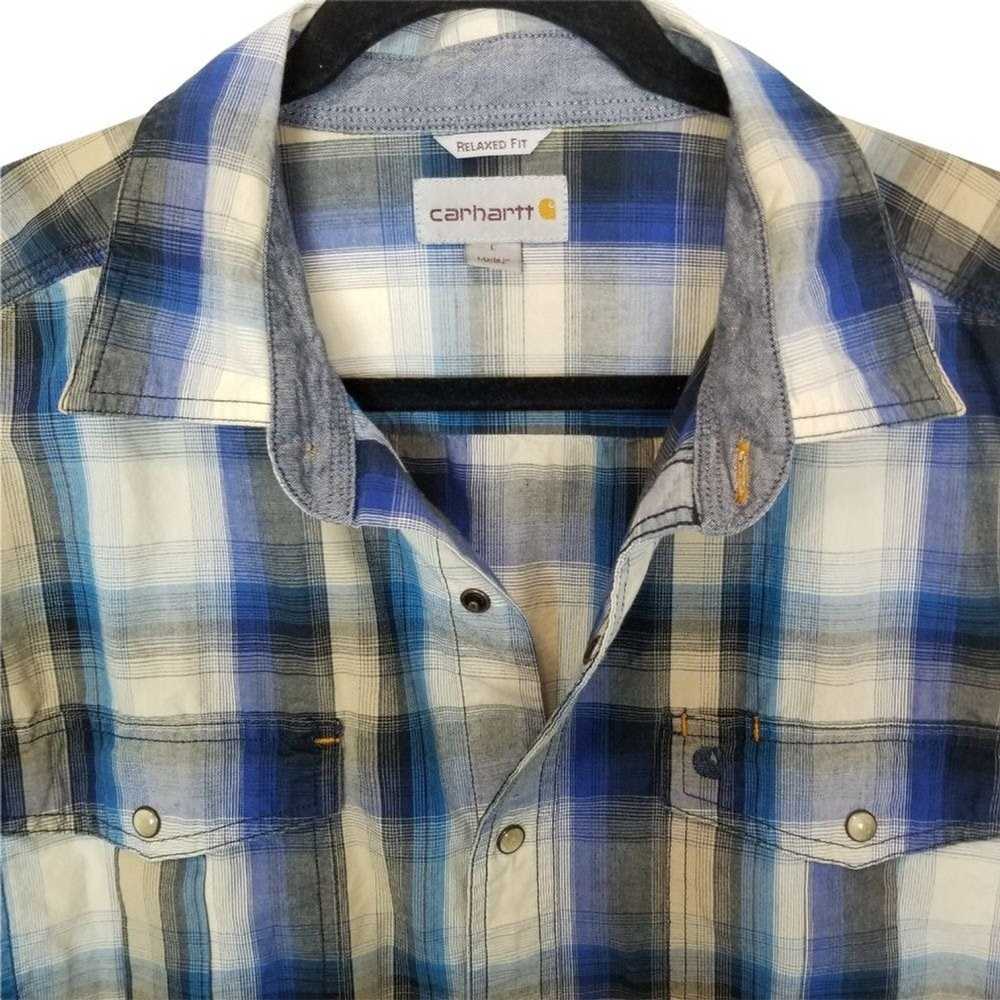 Carhartt Carhartt Mens L Blue Plaid Bozeman Butto… - image 3