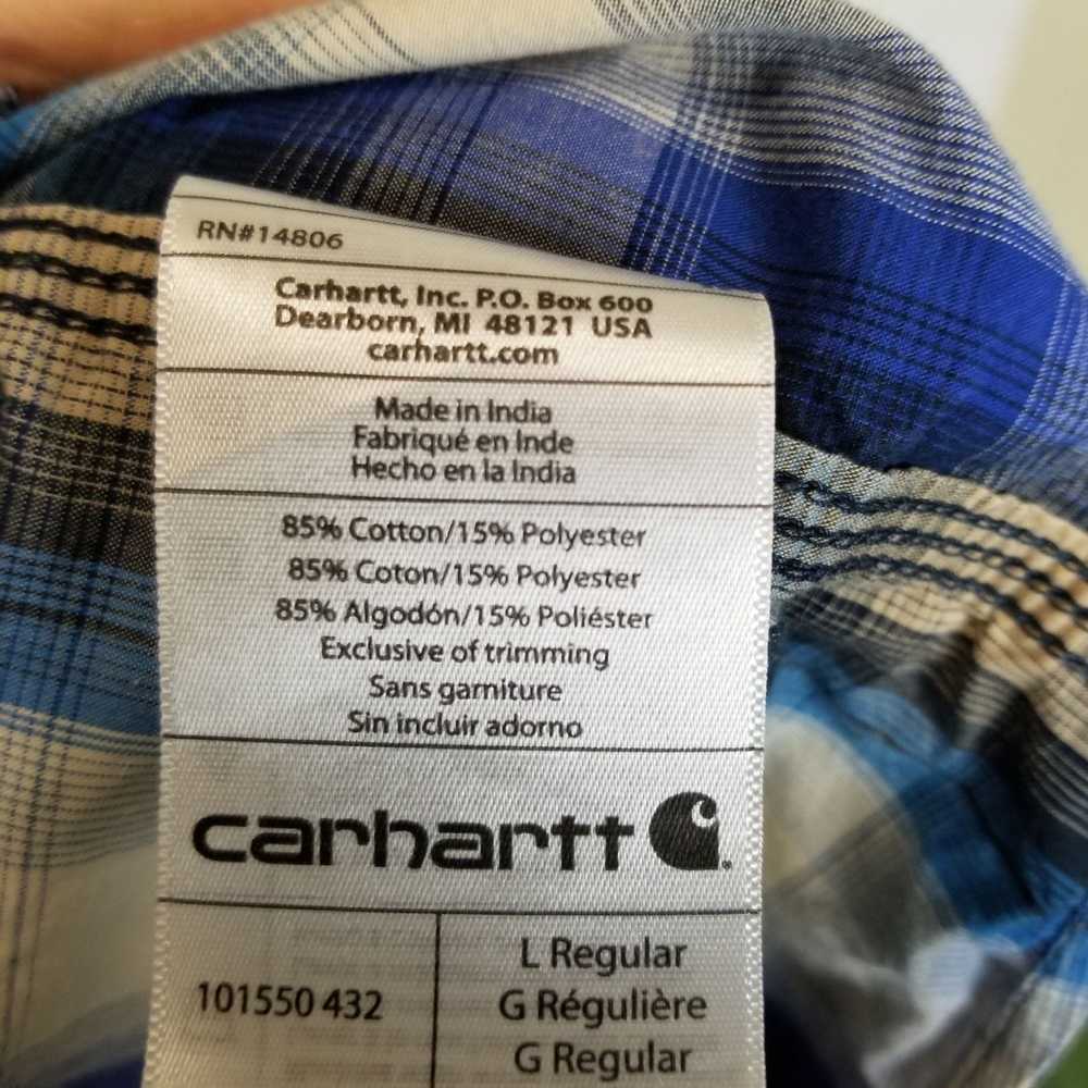 Carhartt Carhartt Mens L Blue Plaid Bozeman Butto… - image 8