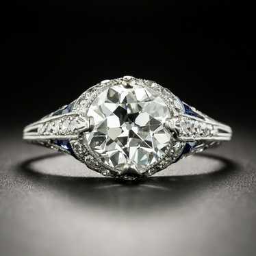 Art Deco 3.07 Carat Diamond and Calibre Sapphire … - image 1