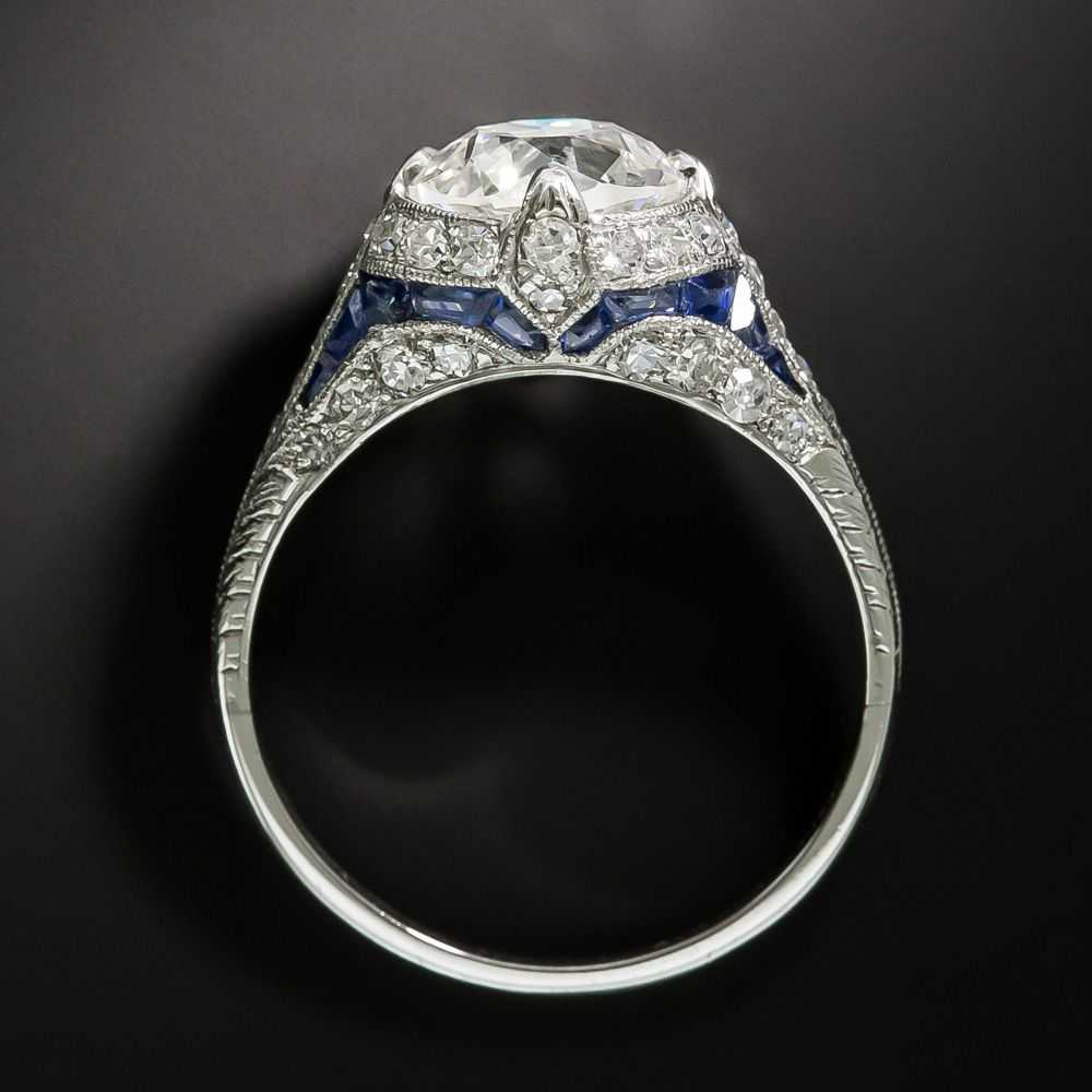 Art Deco 3.07 Carat Diamond and Calibre Sapphire … - image 3