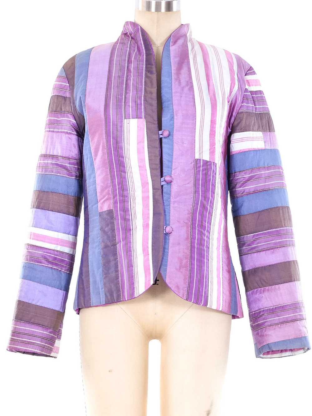 Striped Patchwork Thai Silk Jacket - image 1