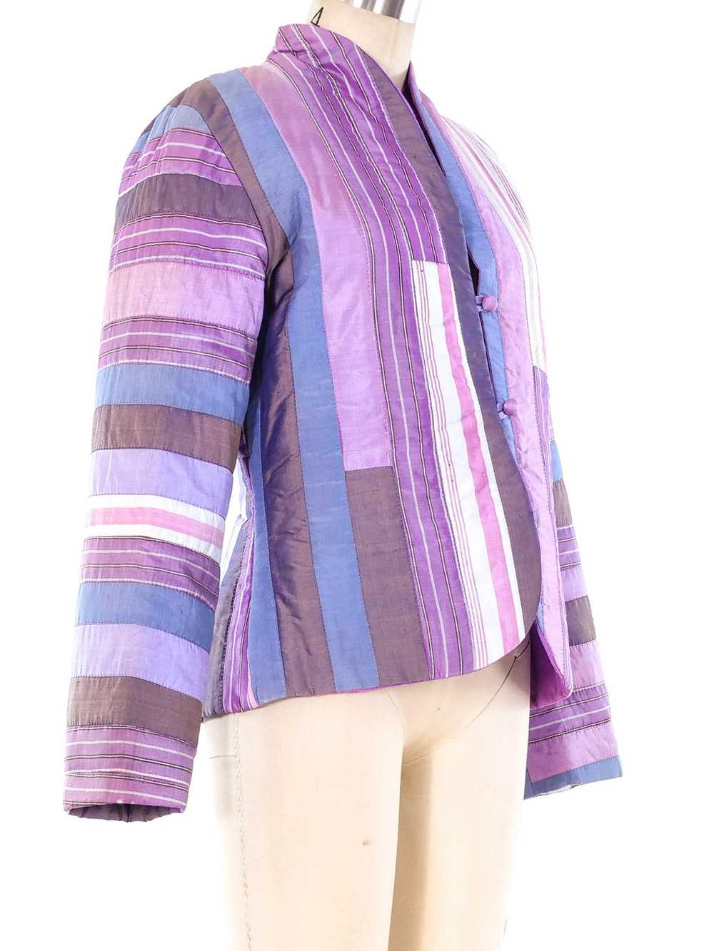 Striped Patchwork Thai Silk Jacket - image 2