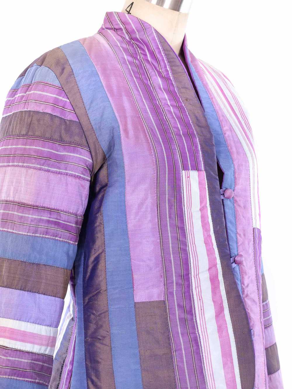 Striped Patchwork Thai Silk Jacket - image 4