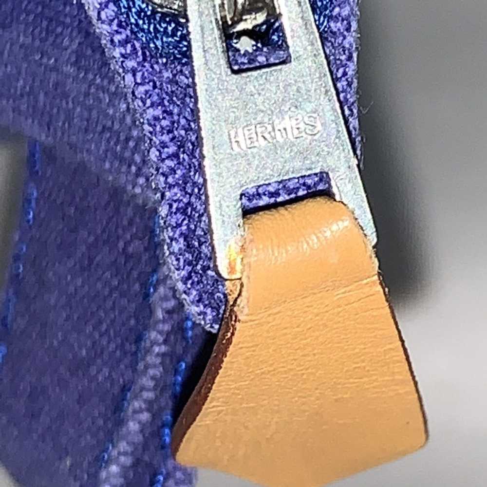 Hermes HERMÈS bright blue zip top cotton CLUTCH - image 6