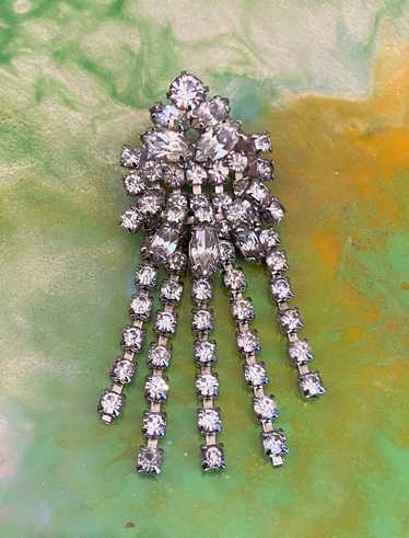 Vintage crystal fringe brooch