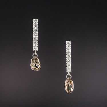 Natural Brown Diamond Briolette Drop Earrings - image 1