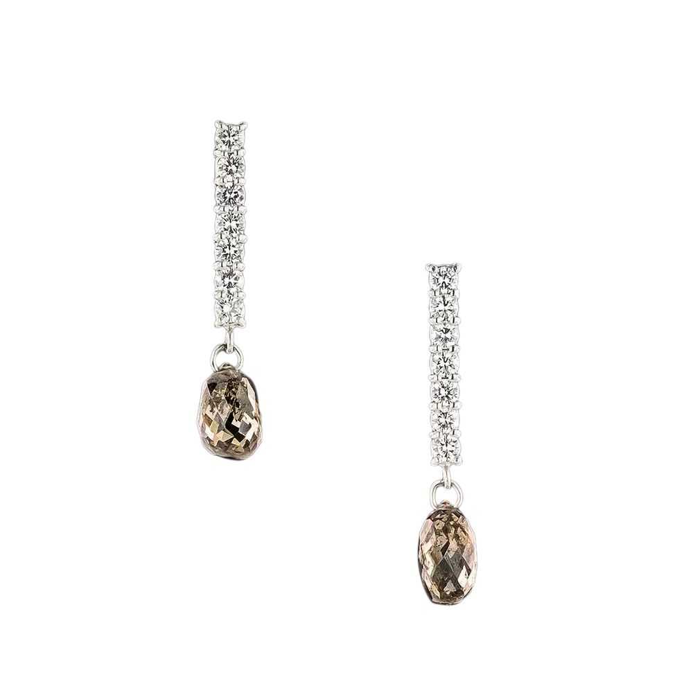 Natural Brown Diamond Briolette Drop Earrings - image 3