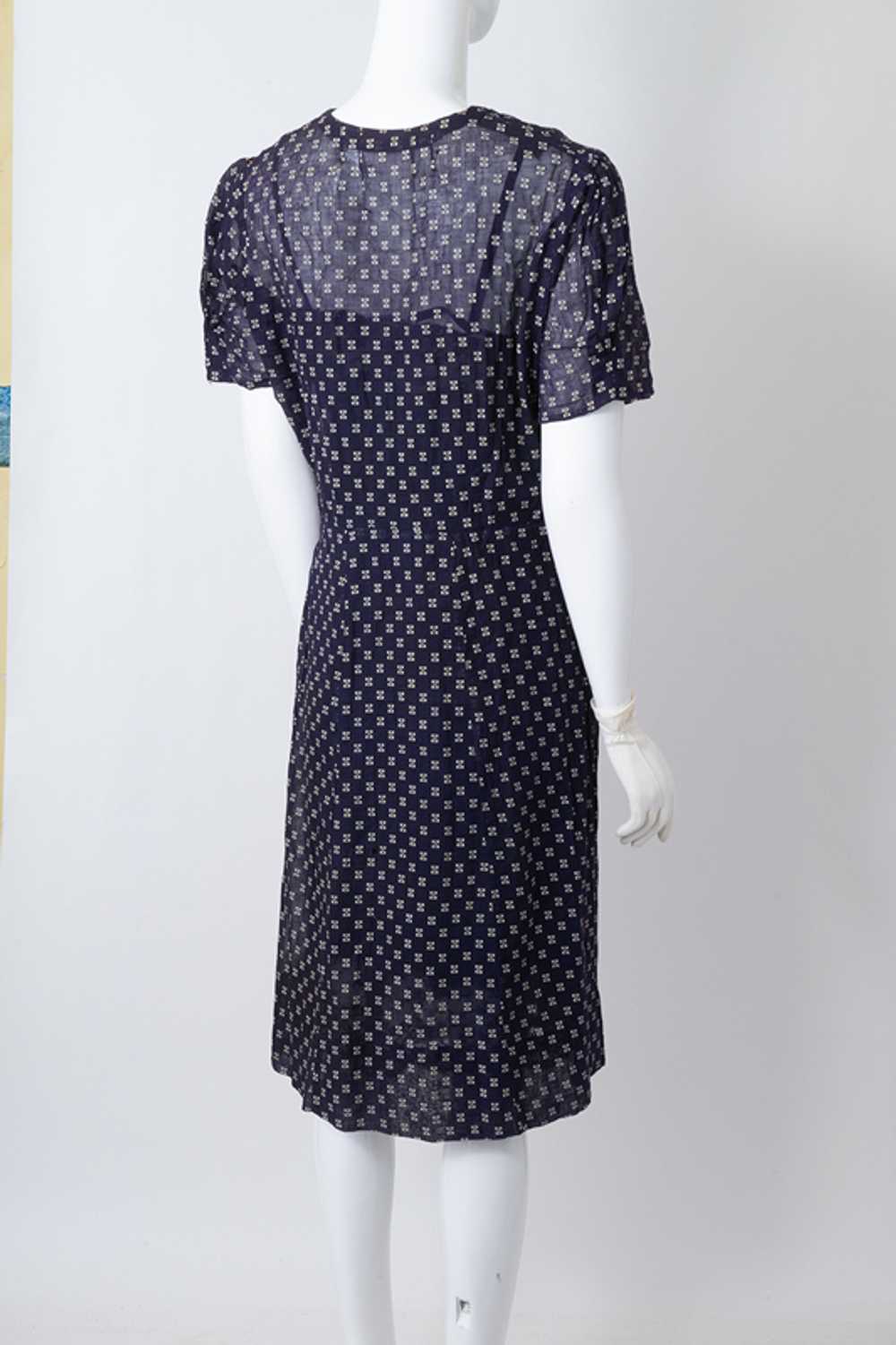 1930s Sheer Print Dress - image 3