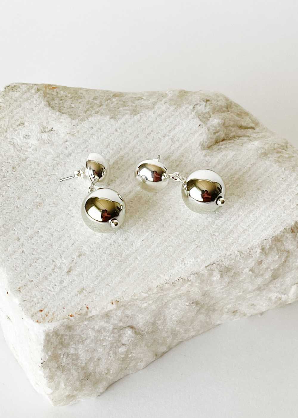Orb Drop Silver Earrings - image 1