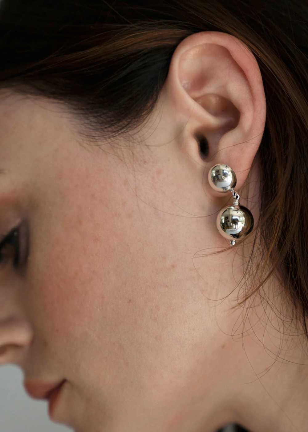 Orb Drop Silver Earrings - image 2