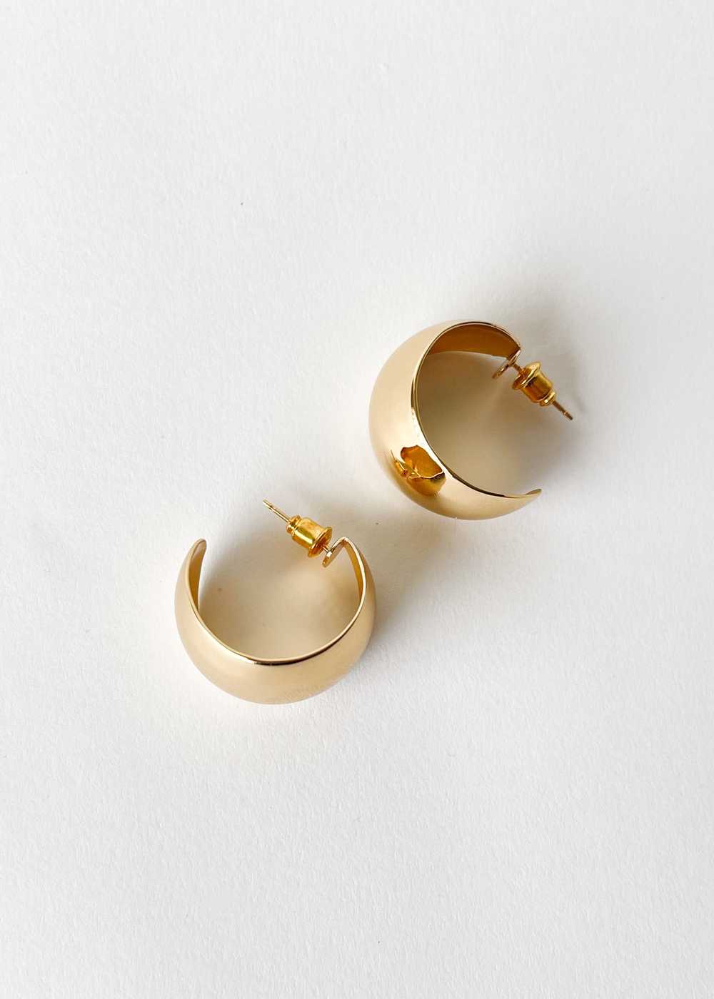 Gold Wide Domed Hoop Earrings - image 3