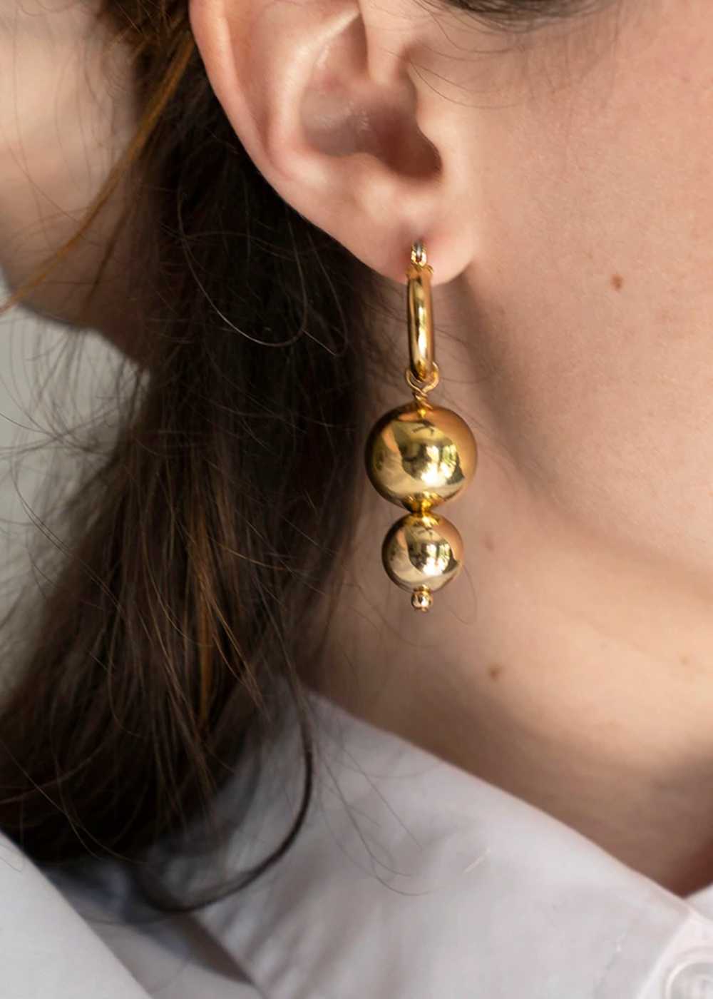 Gold Double Orb Hoops - image 2