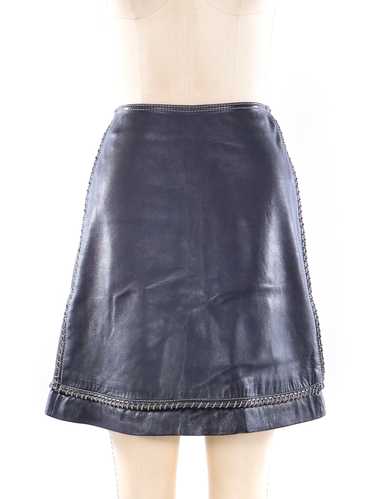 Gianni Versace Chainlink Embellished Leather Skirt