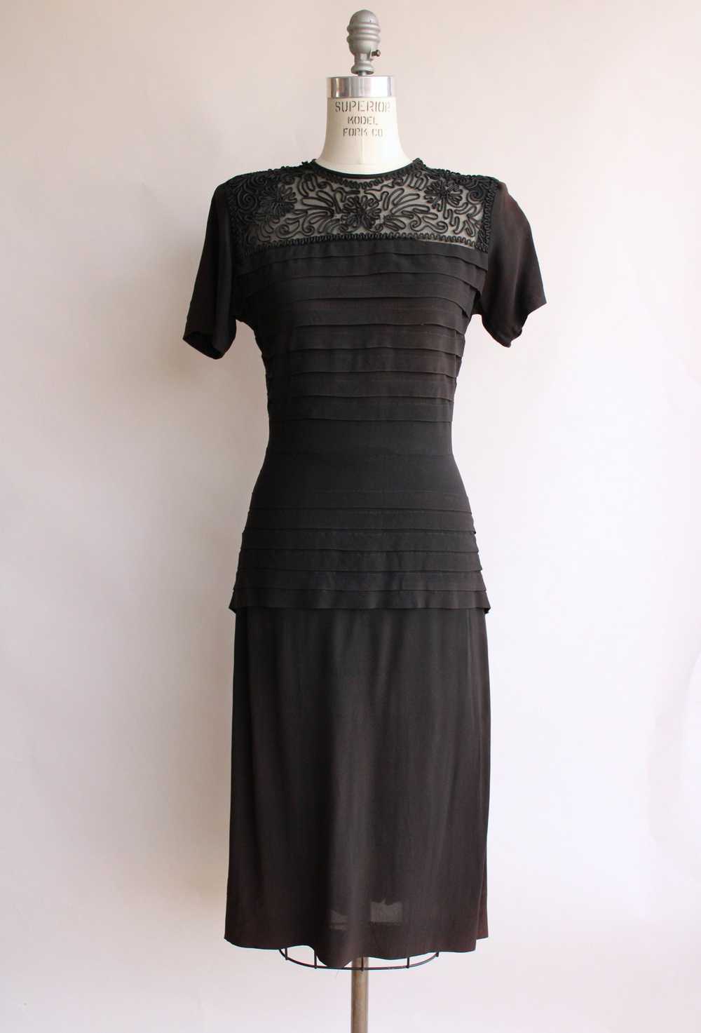 Vintage 1940s Dress with Soutache Trim - image 1