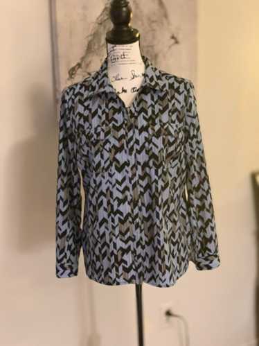 Other Kim Rogers Blue and Black Aztec Print Blouse