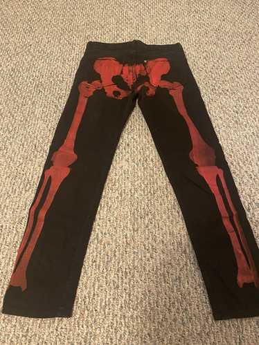 Streetwear Klan Life Clothing Red Skeleton Jeans