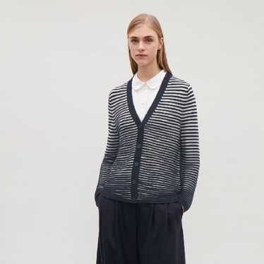 Cos COS blue and white striped wool cardigan size 