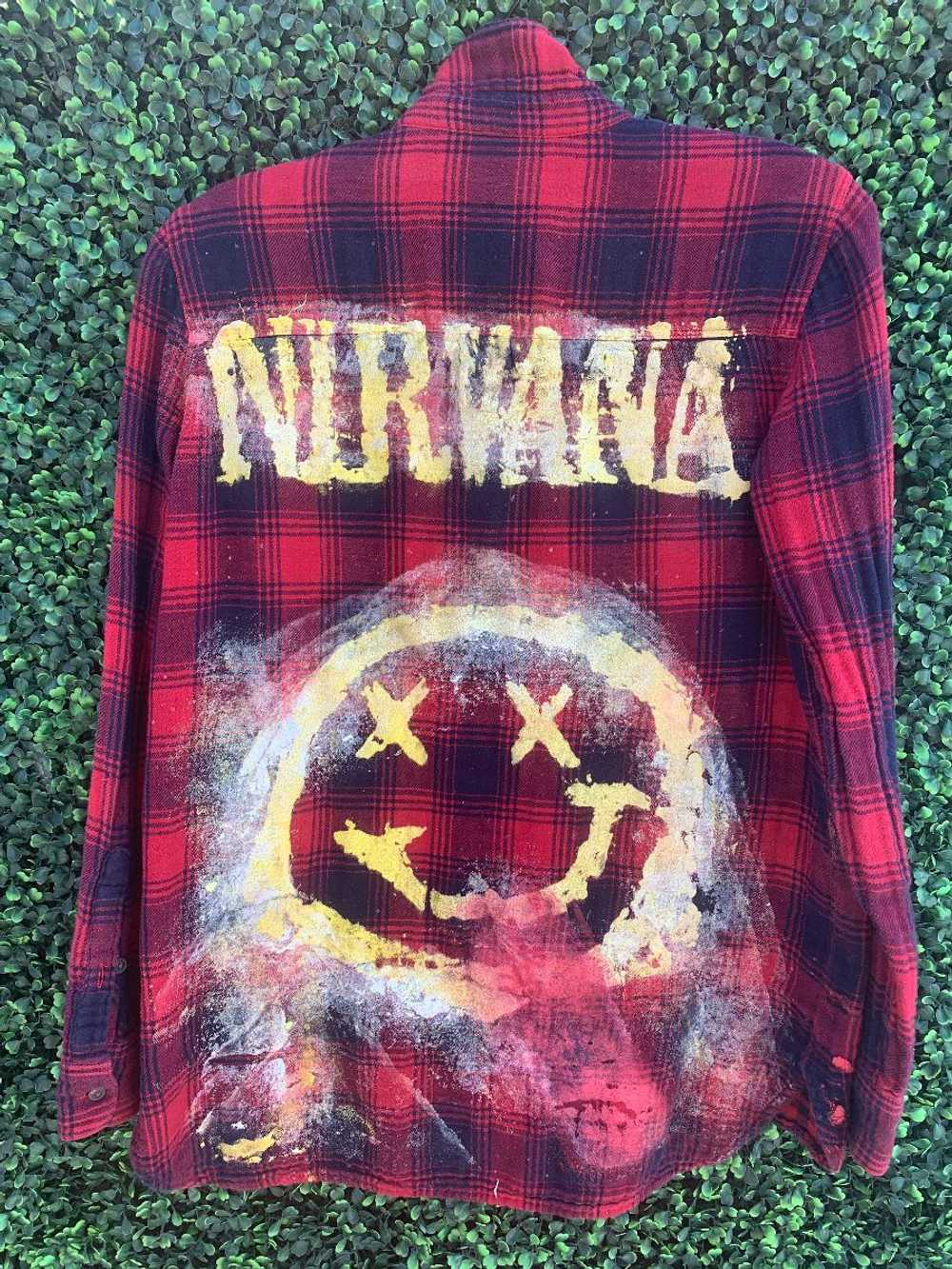 SOFT LS BD FLANNEL W NIRVANA SMILE HAND PAINTED D… - image 4