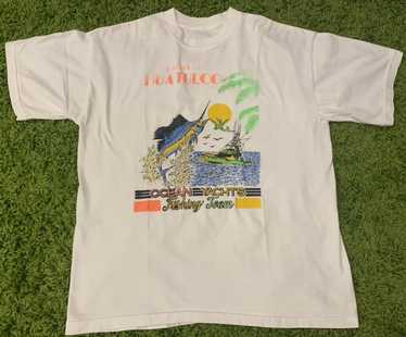 Vintage 80s Blue Marlin Shirt Large Single Stitch Fishing Ocean Fish Nature