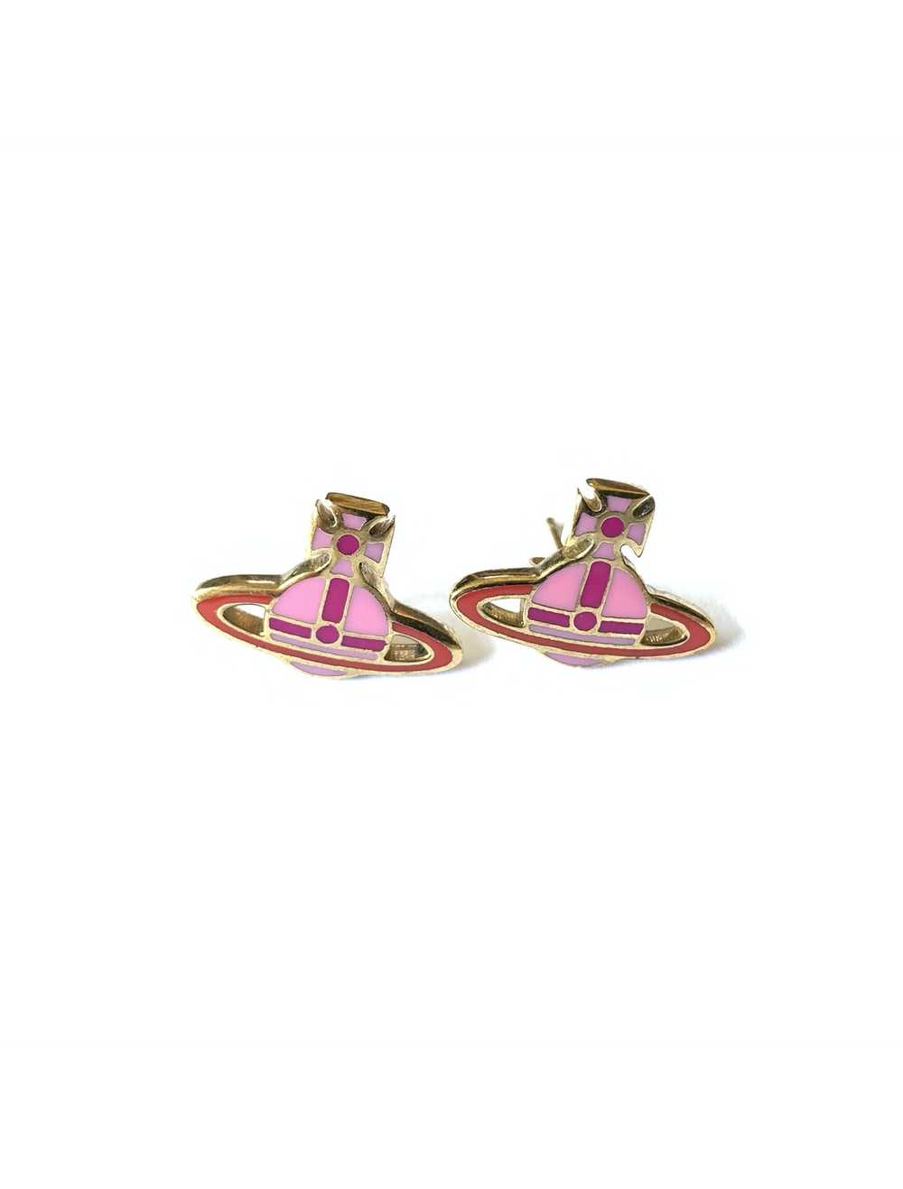 Vivienne Westwood Pink Enamel Earrings - image 2
