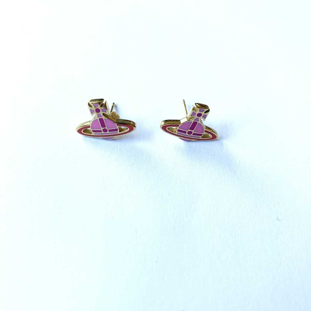 Vivienne Westwood Pink Enamel Earrings - image 3