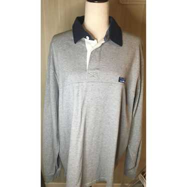 L.L. Bean L.L. Bean Gray Navy Rugby Long Sleeve P… - image 1