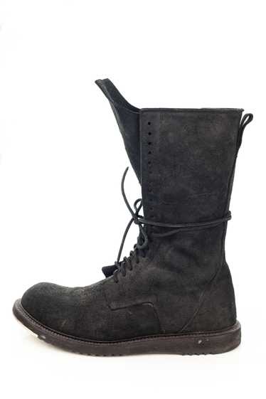 Reverse Leather Size Zip Combat Boots