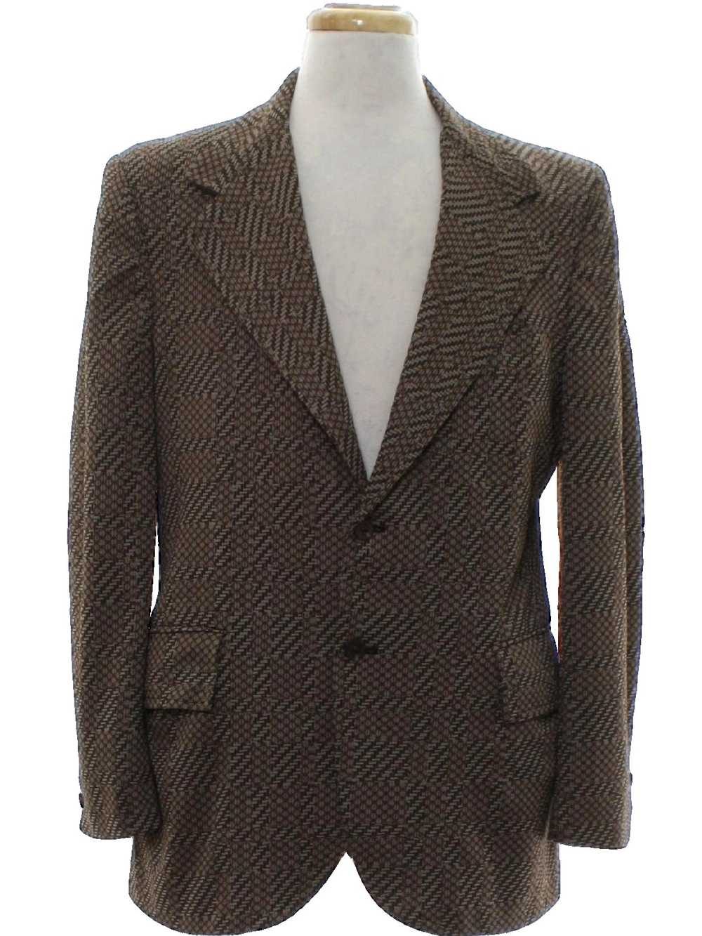 1970's Mens Tweed Plaid Disco Blazer Sport Coat Jacket - Gem