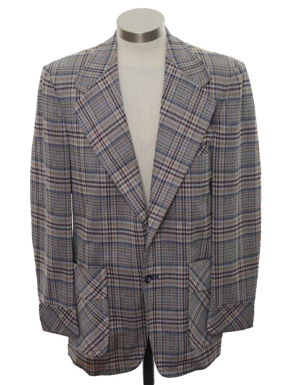 1970's Sears Travelknit Mens Plaid Disco Blazer Sport… - Gem