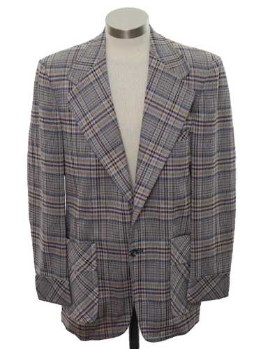 1970's Sears Travelknit Mens Plaid Disco Blazer S… - image 1