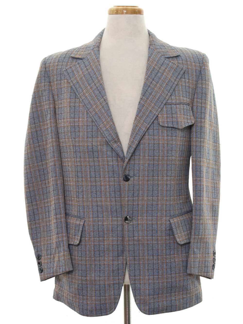 1970's Merit Mens Plaid Disco Blazer Sport Coat Jacket - Gem