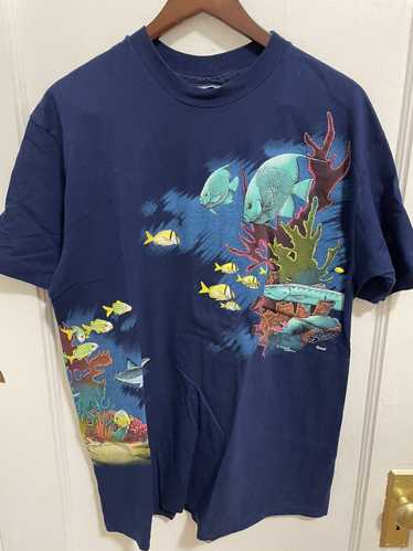 Hanes Vintage Aqua Marine Fish Coral T Shirt - image 1