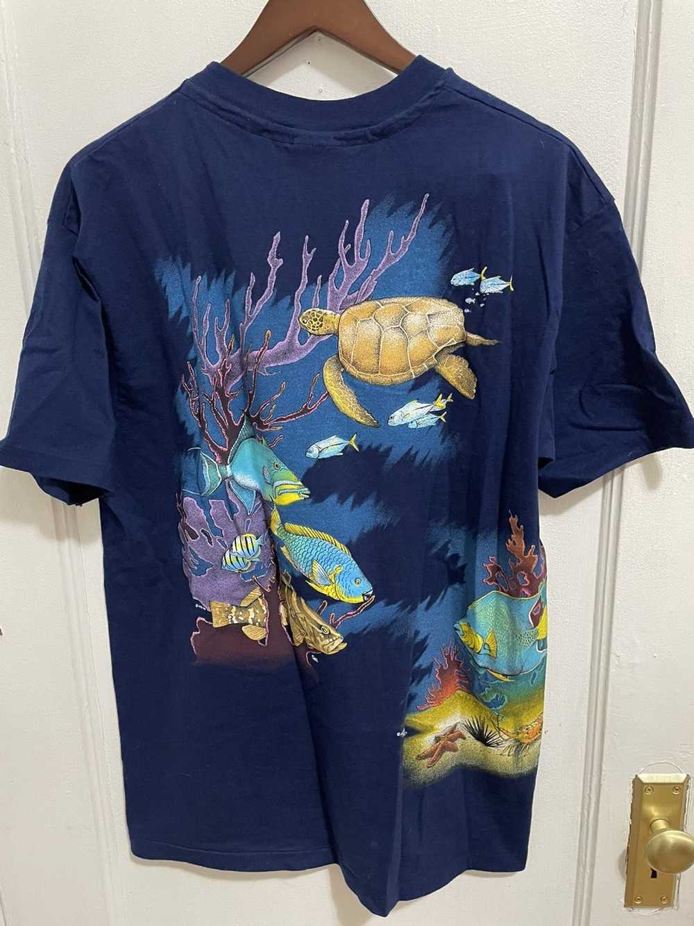 Hanes Vintage Aqua Marine Fish Coral T Shirt - image 3