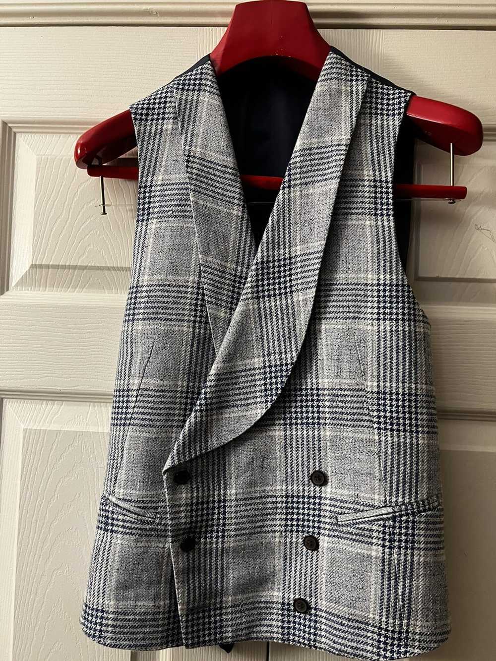 Suitsupply Blue Check Double Breasted Waistcoat - image 1