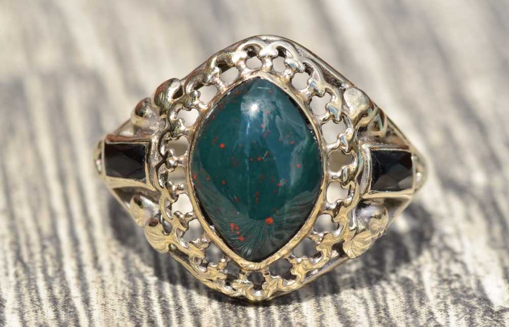 The Maybrook: Antique Filigree Bloodstone and Fre… - image 1