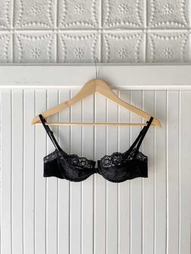black lace demi bra, size 36c bra, size medium bra, v… - Gem