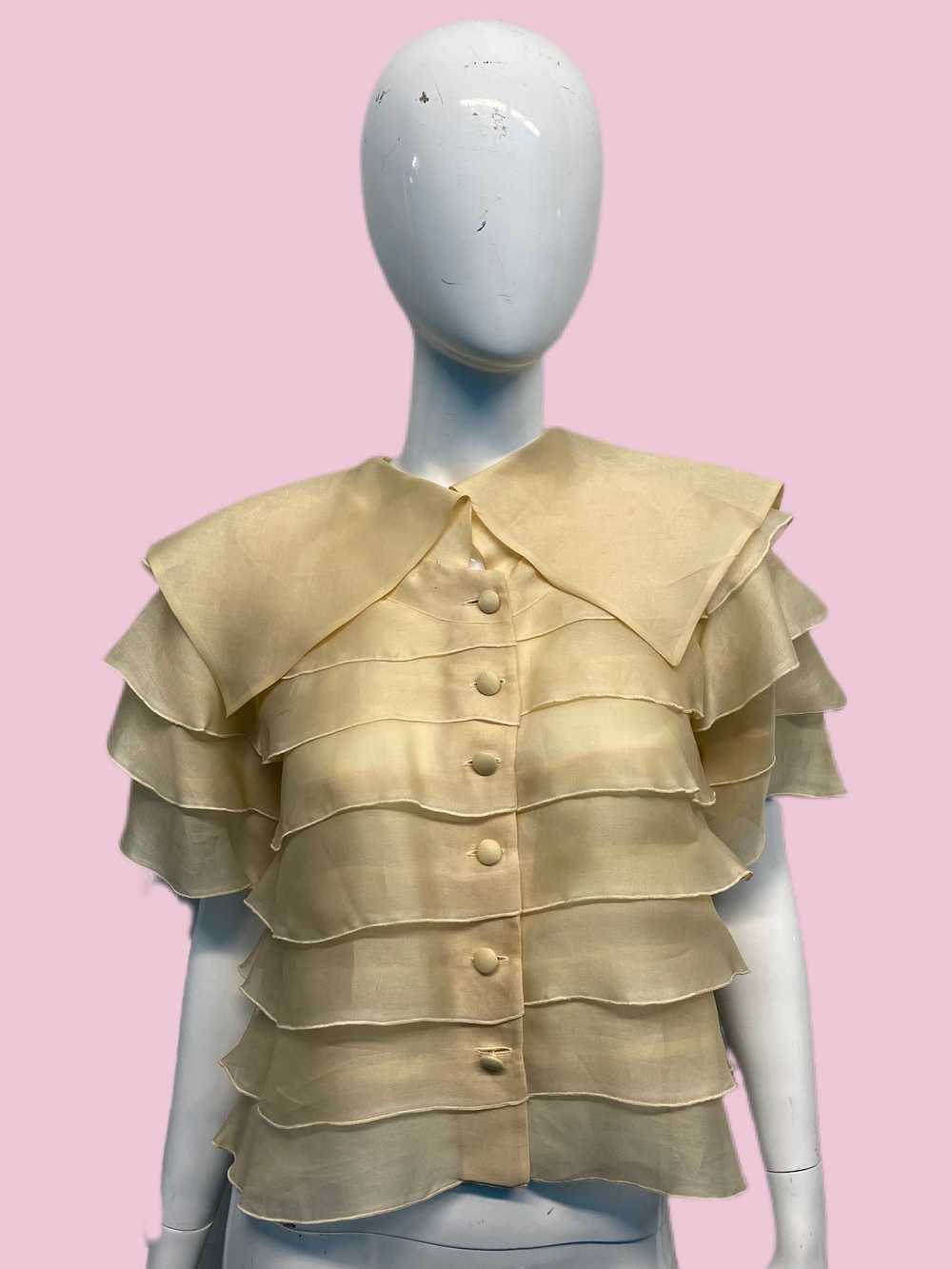 90’s Christian Lacroix Tiered Organza Blouse - image 2