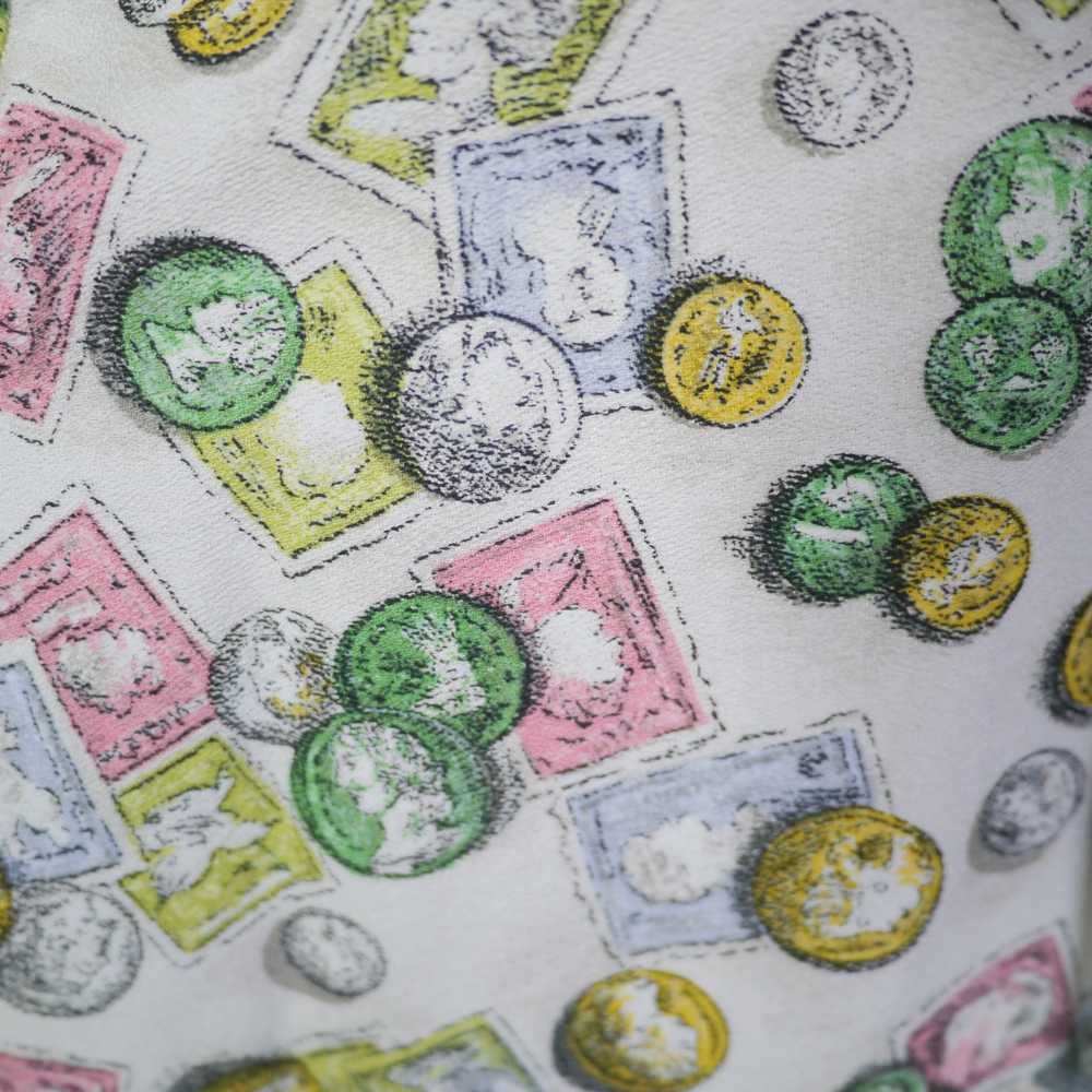 STAMP AND COIN PRINT NOVELTY FIT AND FLARE 40s DA… - image 6