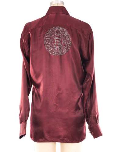 Fendi Logo Embellished Silk Blouse