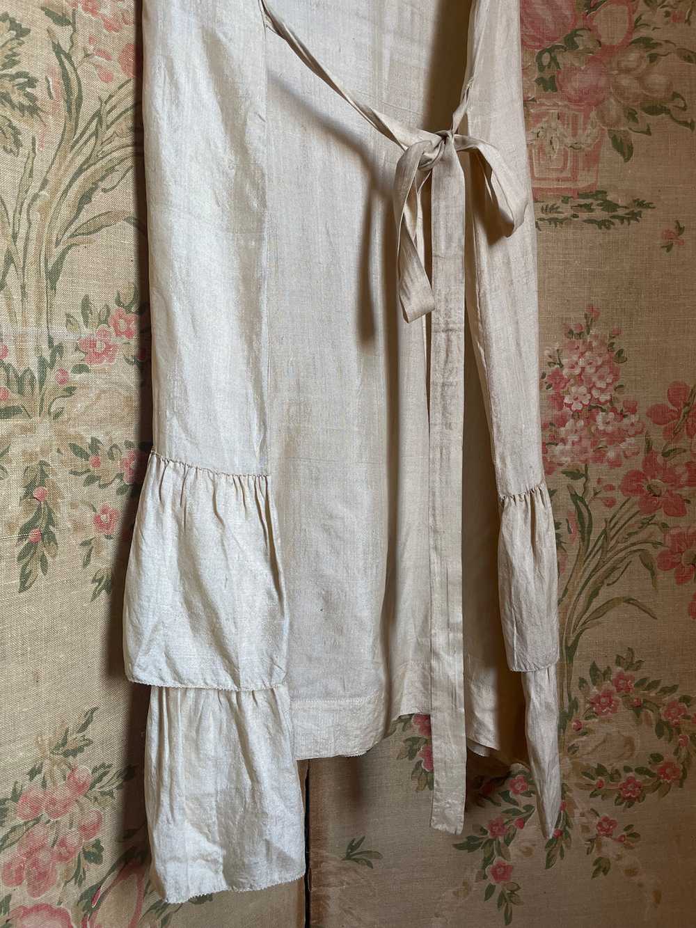 1920s Cream Silk Ruffle Dress Tie Back Light Beige - image 12