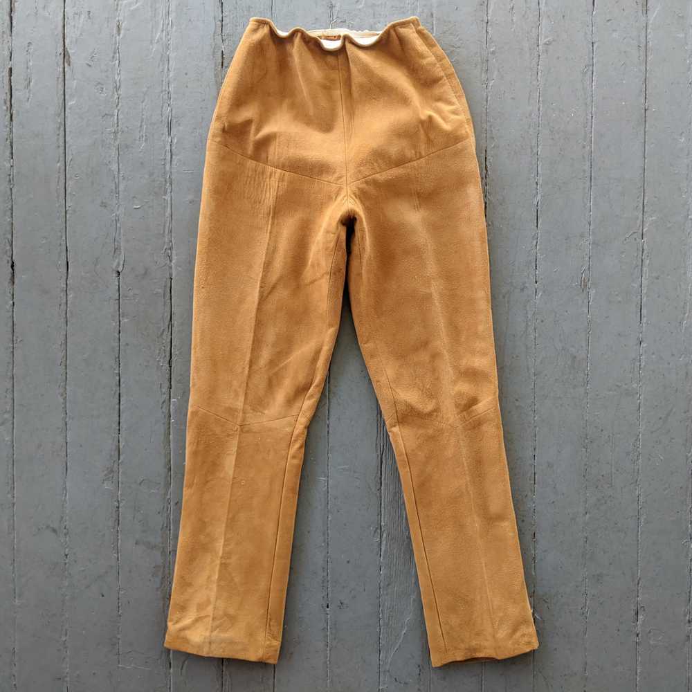 1960's Suede Leather Side Zip Trousers - 25 26 27… - image 1