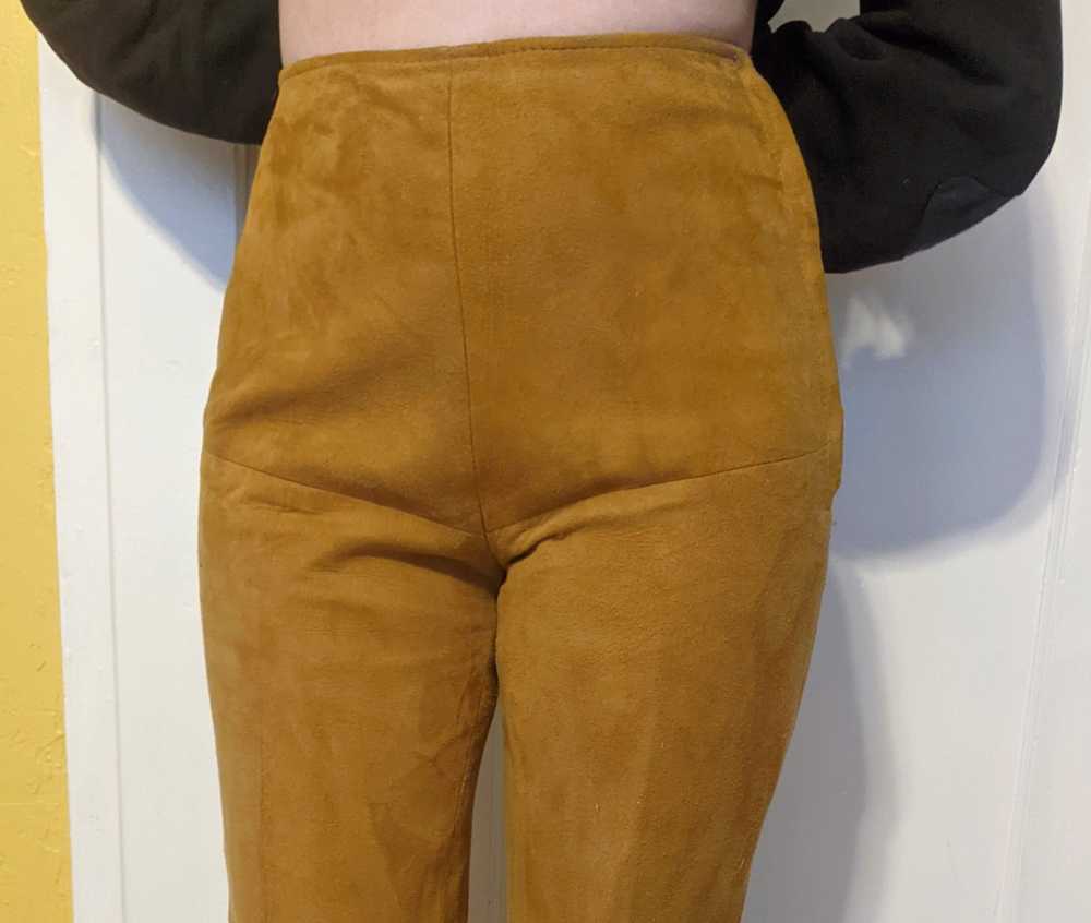 1960's Suede Leather Side Zip Trousers - 25 26 27… - image 4
