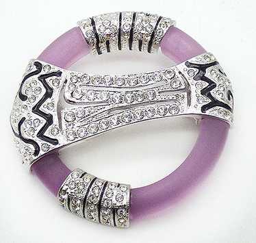 Art Deco 89 Purple Resin Brooch - image 1