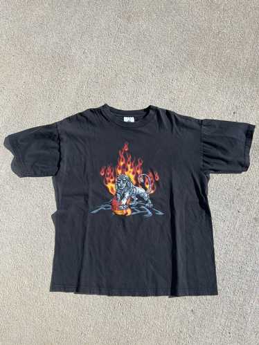 Vintage Concrete Fire Lion Flames Champs T shirt