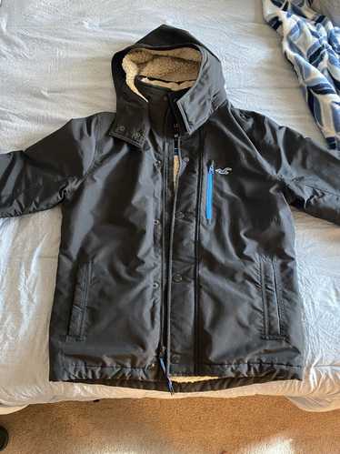 Hollister Navy Blue Sherpa Rain Jacket