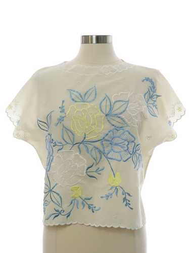 1980's Womens Sheer Embroidered Shirt - image 1